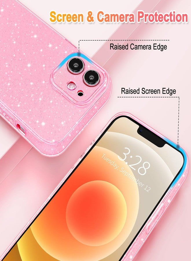 Hython Case for iPhone 12 Case Glitter Cute Sparkly Shiny Bling Sparkle Phone Cases 6.1", Thin Slim Fit Soft TPU Bumper Shockproof Rubber Protective Cover for Women Girls Girly, Bright Pink - Image 3