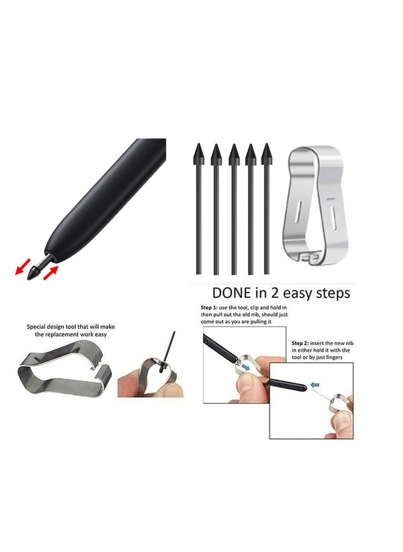 SYOSI - 5 PCS Soft Tips/Nibs Compatible with Galaxy Tab S9 Ultra / S9 Plus / S9 S Pen/Tab S9 FE Replacement Tips/Nibs Soft (S9/S9+/S9 Ultra/S9 FE Black*5) - Image 1