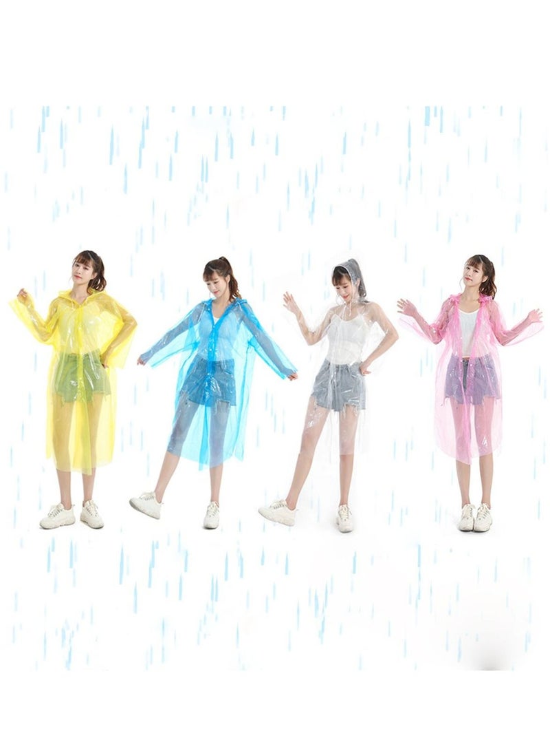 الأزرق جي دبليو Disposable RainCoats Rain Ponchos, Poncho for Adults and Kids or Reusable Emergency Ponchos with Drawstring Hood 4color-80g/pcs - Image 1