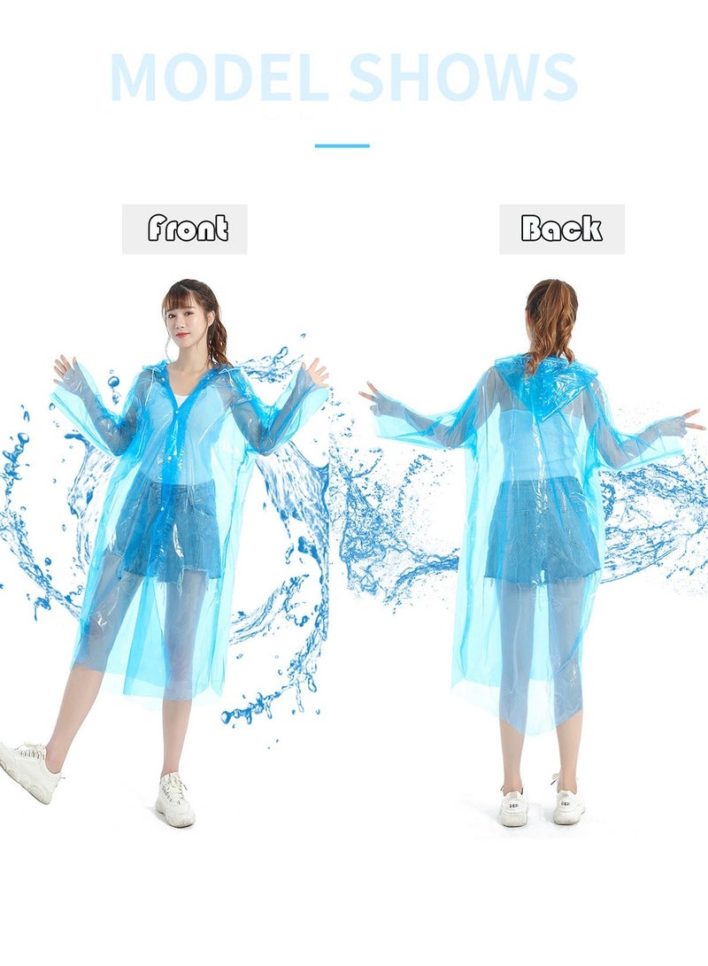 الأزرق جي دبليو Disposable RainCoats Rain Ponchos, Poncho for Adults and Kids or Reusable Emergency Ponchos with Drawstring Hood 4color-80g/pcs - Image 2