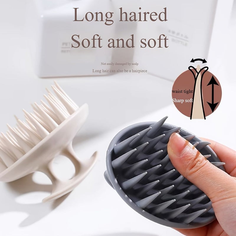 White Silicone Scalp Massage Brush Hair Washing Tool Cleaning Comb - Image 4