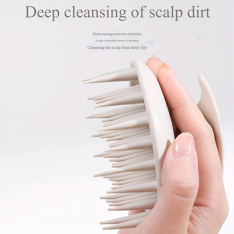 White Silicone Scalp Massage Brush Hair Washing Tool Cleaning Comb - Image 1