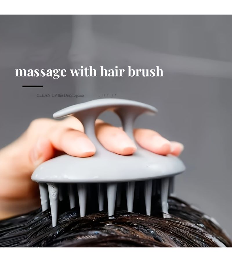 White Silicone Scalp Massage Brush Hair Washing Tool Cleaning Comb - Image 3