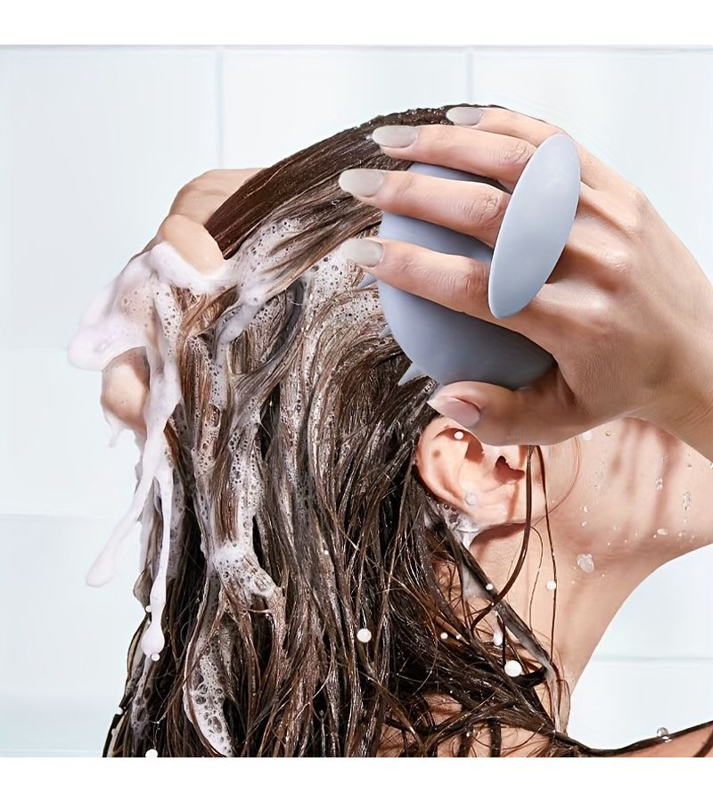 White Silicone Scalp Massage Brush Hair Washing Tool Cleaning Comb - Image 2
