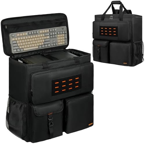 MRINCA Computer Desktop Tower Large Carrying Case, PC Travel Case Backpack for ATX Mid-Tower Desktop Computer, Padded Portable Bag with Adjustable Straps for LAN Parties and Office Move - Image 1