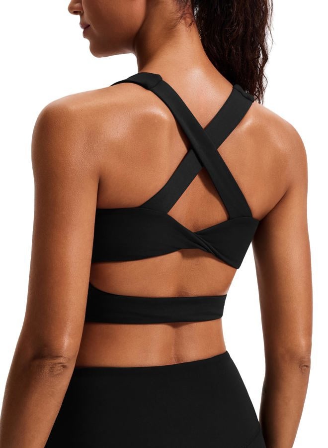 JOYSPELS Sports Bras for Women Extra Comfort Criss-Cross Back Padded Workout Tops for Women Medium Support Black - Image 1