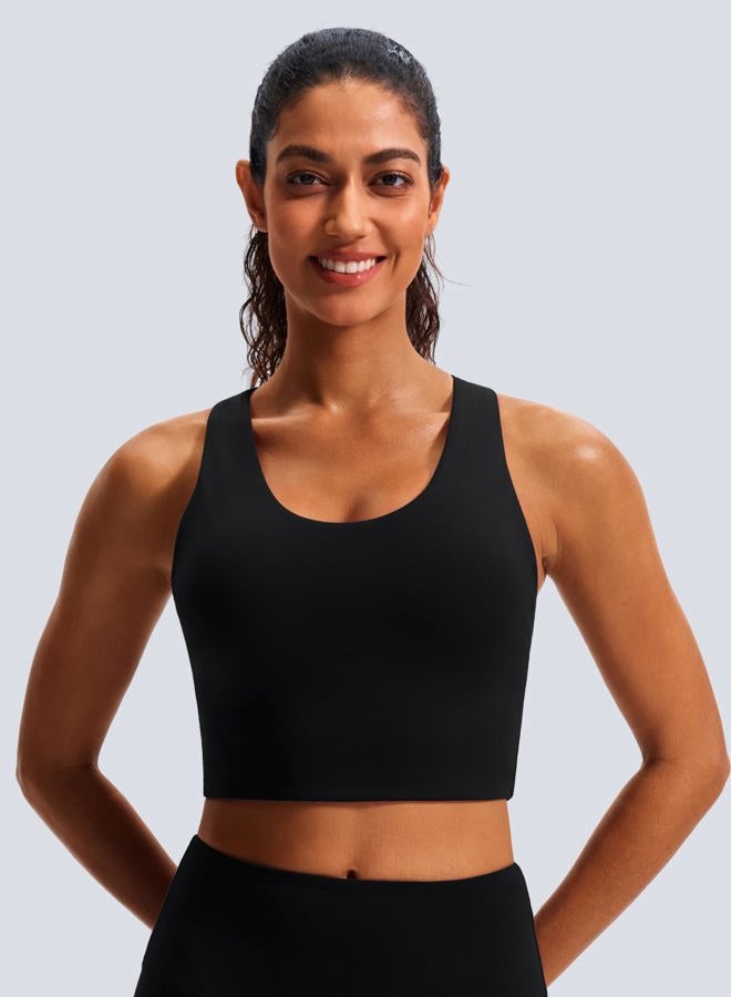 JOYSPELS Sports Bras for Women Extra Comfort Criss-Cross Back Padded Workout Tops for Women Medium Support Black - Image 2