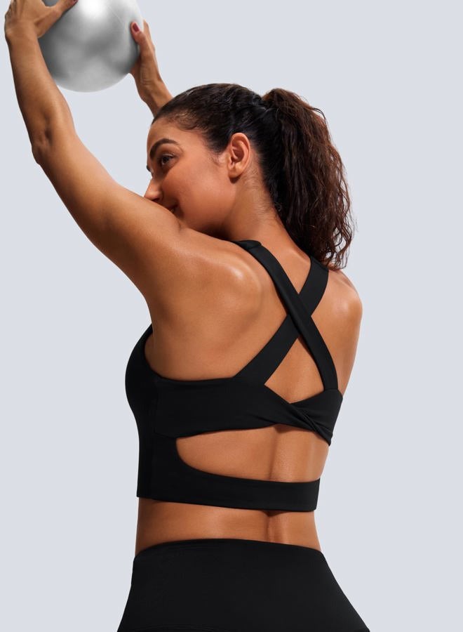 JOYSPELS Sports Bras for Women Extra Comfort Criss-Cross Back Padded Workout Tops for Women Medium Support Black - Image 4