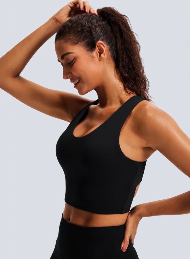 JOYSPELS Sports Bras for Women Extra Comfort Criss-Cross Back Padded Workout Tops for Women Medium Support Black - Image 3