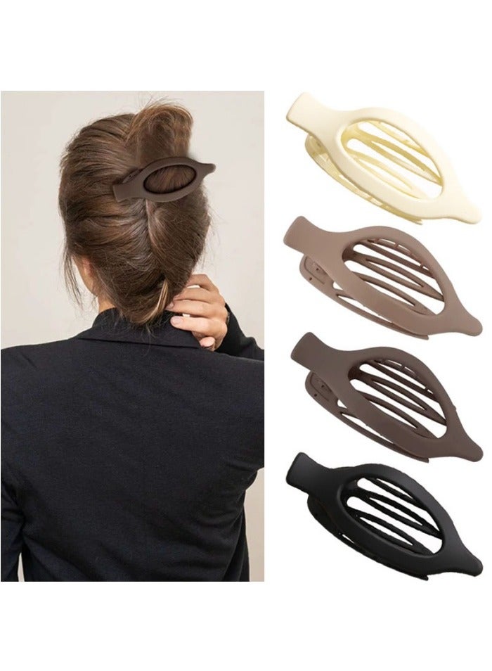 Flat Hair Clips for Thick and Thin Hair - Matte Large Alligator Clips, Duck Billed Barrettes, Neutral Hair Claw Clips for Women, 4Pcs  - Image 1