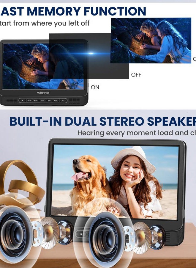 WONNIE Two 12" Car DVD Players, Dual Screen, Portable, Car Headrest with 5 Hour Rechargeable Battery, 2 Mounting Brackets, Free of - Image 4