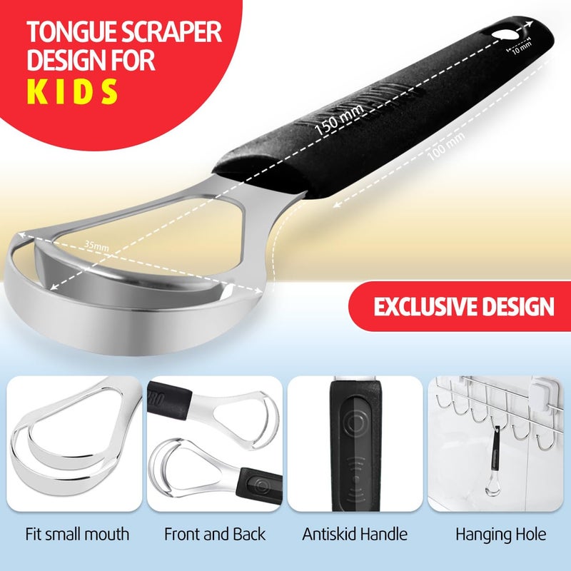 Cbiumpro 4-Pack Tongue Scraper for Kids & Adults, Stainless Steel Tongue Cleaner with Travel Case, Reduce Bad Breath - Image 2