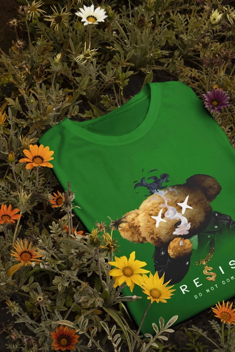DogFish Jersey T-Shirt Green Printed Oversize Crew Neck Short Sleeve T-Shirt