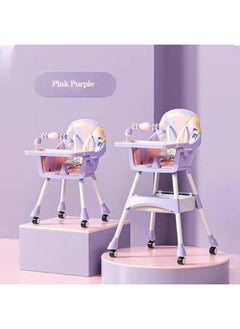 3 in 1 Convertible Baby High Chair with Adjustable Height and Footrest, Toddler Feeding Booster Seat with Tray, Wheels, Safety Belt and Cushion for 6 Months to 4 Years