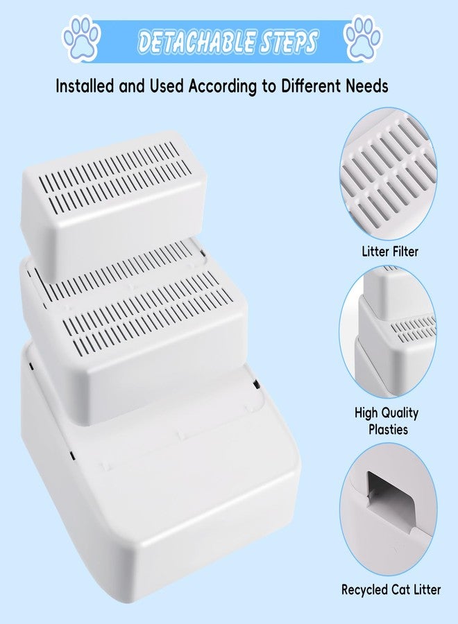 Bartuke Adjustable 3 Steps Litter Box Ramp, Litter Box Step with Filter Function, Easy to Clean Cat Litter Stair Catcher for Older Cats and Small Cats (White) - Image 3