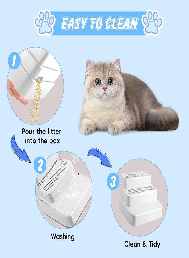 Bartuke Adjustable 3 Steps Litter Box Ramp, Litter Box Step with Filter Function, Easy to Clean Cat Litter Stair Catcher for Older Cats and Small Cats (White) - Image 5