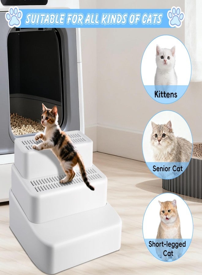 Bartuke Adjustable 3 Steps Litter Box Ramp, Litter Box Step with Filter Function, Easy to Clean Cat Litter Stair Catcher for Older Cats and Small Cats (White) - Image 4