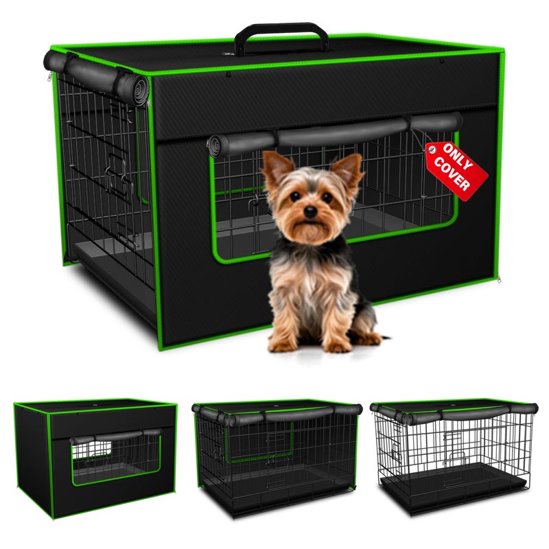 Bethshaya Dog Crate Cover - Durable 600D Polyester Protective Cage Cover for 24/30/36/38/42/48/54 Inch Dog Crate, Indoor Outdoor Kennel Cover (Black) - Image 1