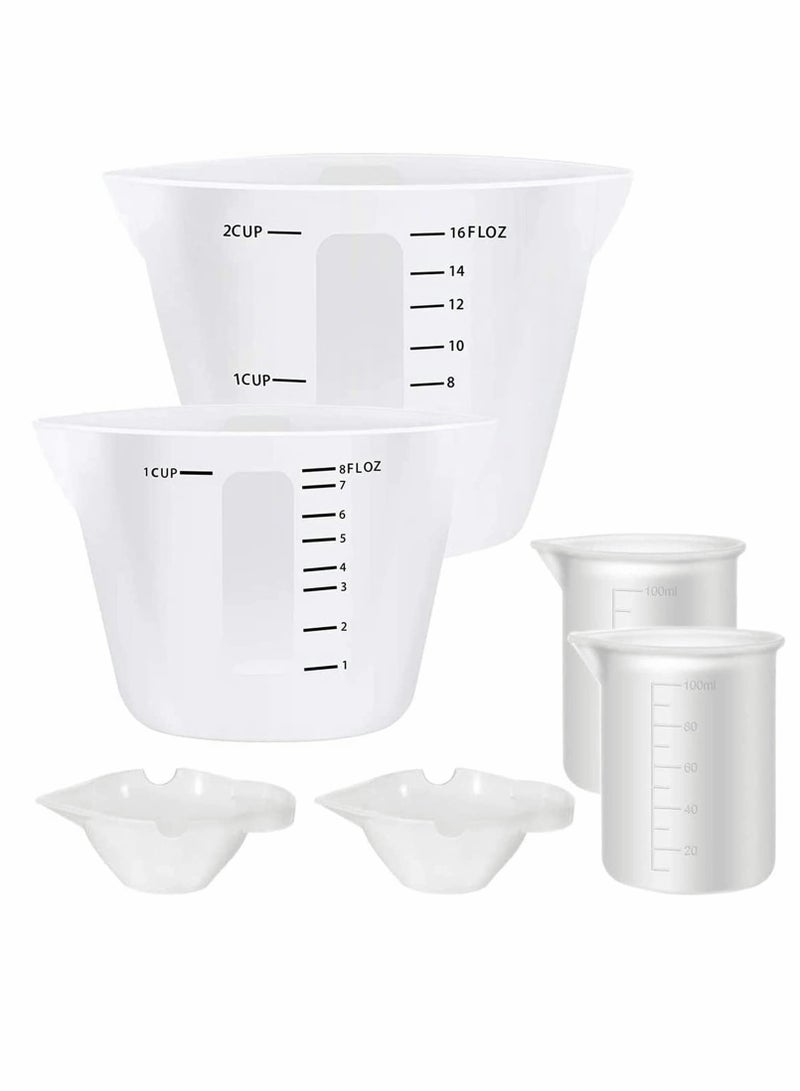 Excefore Silicone Measuring Cups, Large Reusable Resin Measure Cylinder Mixing Pouring Cups for Epoxy Resin, Casting Molds, Jewelry Making, DIY, Arts and Crafts - 6Pcs - Image 1