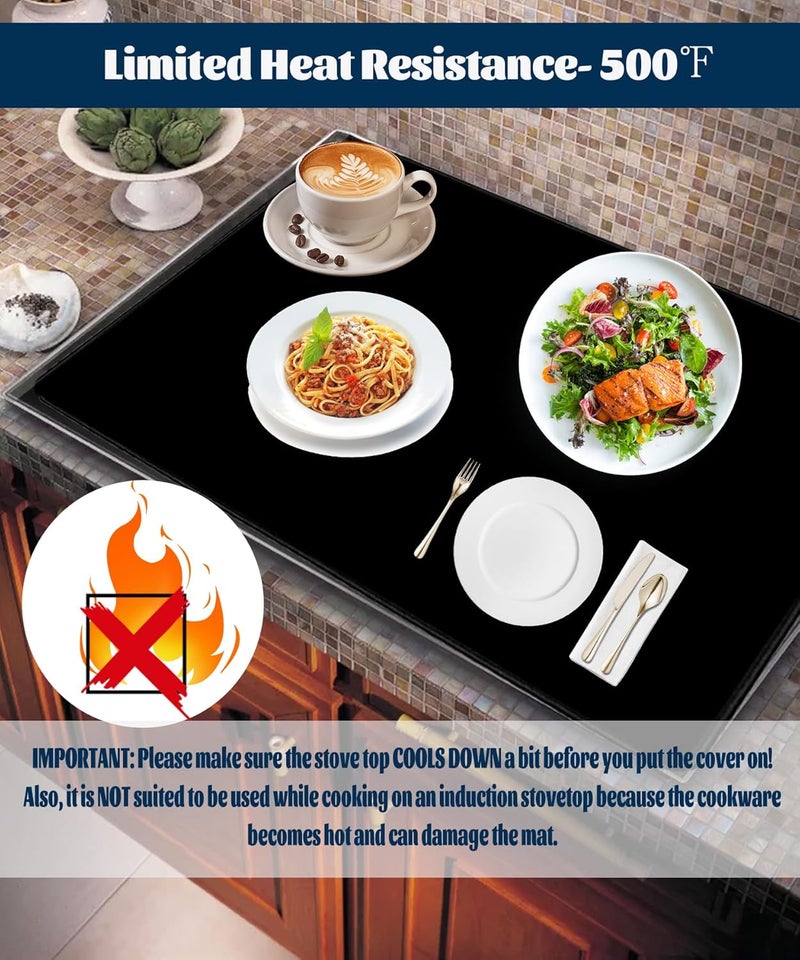 QTECLOR أغطية لسطح الموقد، غطاء كبير جدًا لسطح الموقد الكهربائي، وسادة مقاومة للانزلاق ومقاومة للماء، لسطح الفرن المسطح، حامي لسطح الموقد، يوسع مساحة الموقد - Image 5