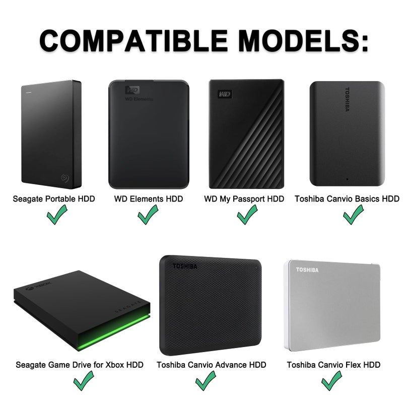 Lacdo Hard Drive Carrying Case for Seagate Portable/Game Drive for Xbox PS5, Toshiba Canvio Basics, WD My Passport Portable External Hard Drive HDD Case 1TB 2TB 4TB 5TB 6TB Shockproof Travel Bag,Black - Image 2