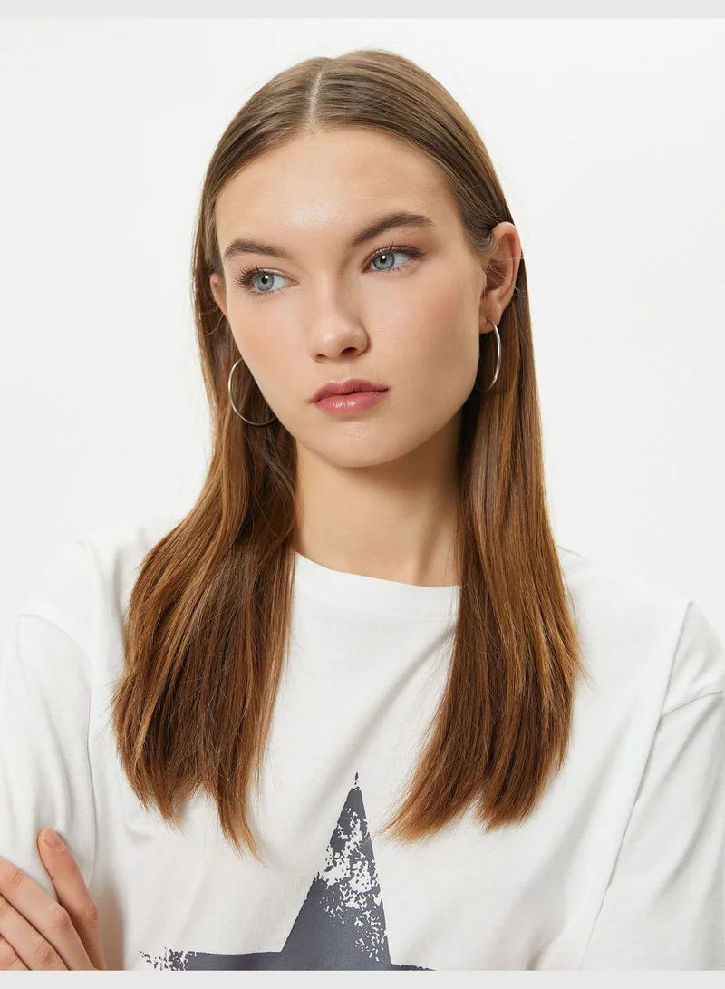 KOTON Star Printed T-Shirt Short Sleeve Crew Neck Cotton