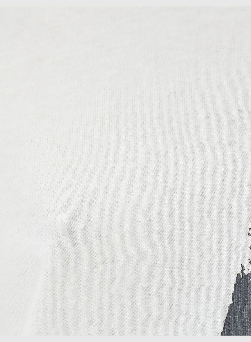 KOTON Star Printed T-Shirt Short Sleeve Crew Neck Cotton