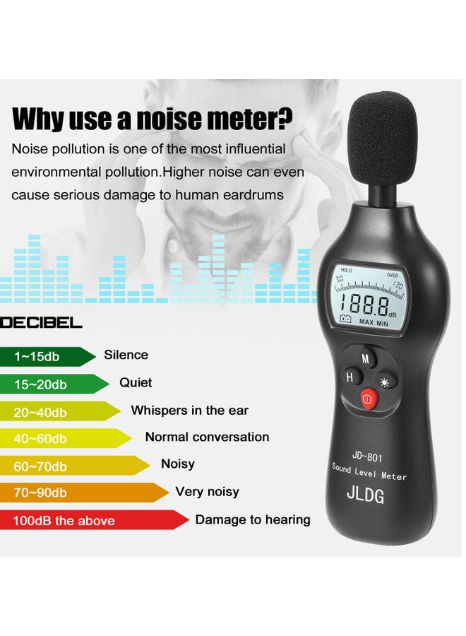 NIBEMINENT JD-801 Digital Noise Detector Multicolor 23.00 x 4.50 6.50cm - Image 5