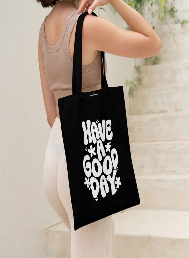 TrendoPrint Eco-Friendly Printed Black Tote Bag 14 x 16 inch with Makeup Pouch for College, Shopping and Travelling (TB63) - Image 5