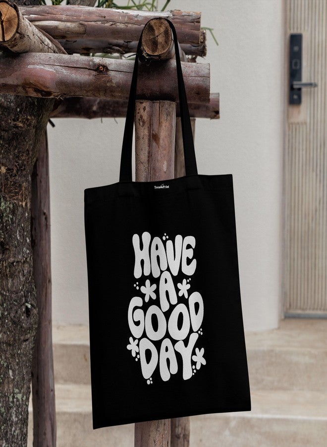 TrendoPrint Eco-Friendly Printed Black Tote Bag 14 x 16 inch with Makeup Pouch for College, Shopping and Travelling (TB63) - Image 4