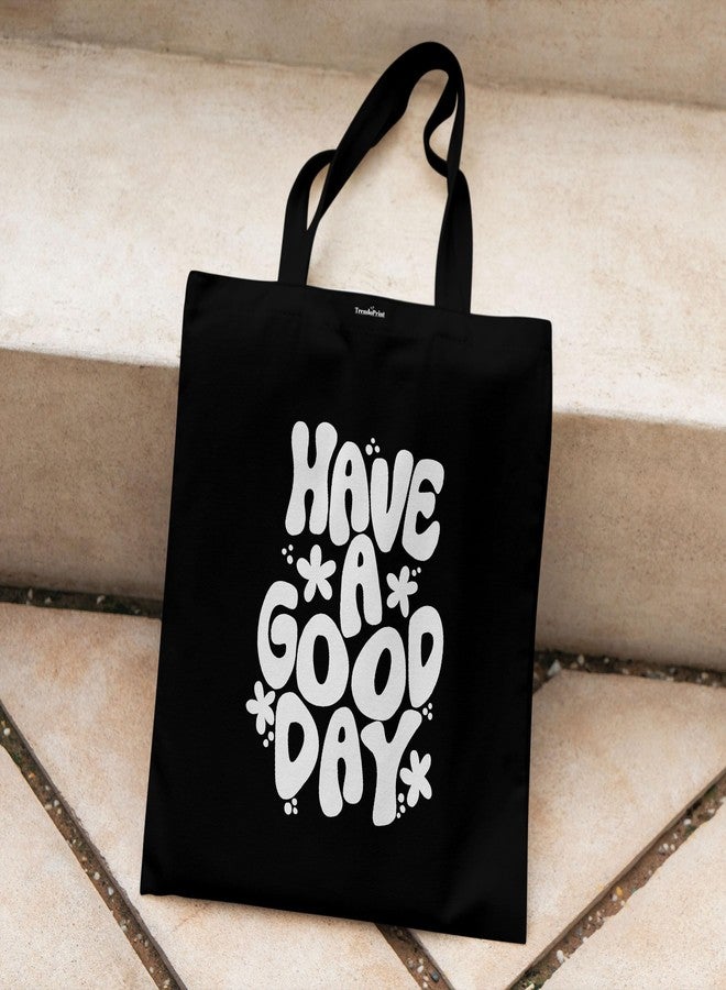 TrendoPrint Eco-Friendly Printed Black Tote Bag 14 x 16 inch with Makeup Pouch for College, Shopping and Travelling (TB63) - Image 2