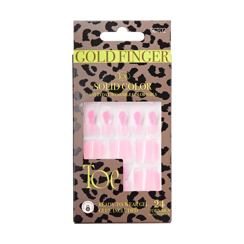GoldFinger Press On Toenails RegularFit Full Cover Light Pink Color Squoval Shape Long Lasting Nail Glue Included Glue On Toe Nails Colored for Beach Vacation Special Occasion