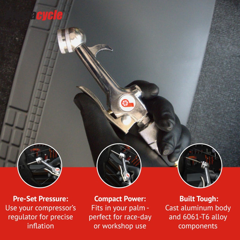 Prestacycle Prestaflator Mini, Bike Tire Inflator Head, Bicycle Air Pump Valve Presta Push-to-Inflate Tool for Air Compressor Lines, Presta Tire Inflator Head with Easy One-Hand Operation - Image 4