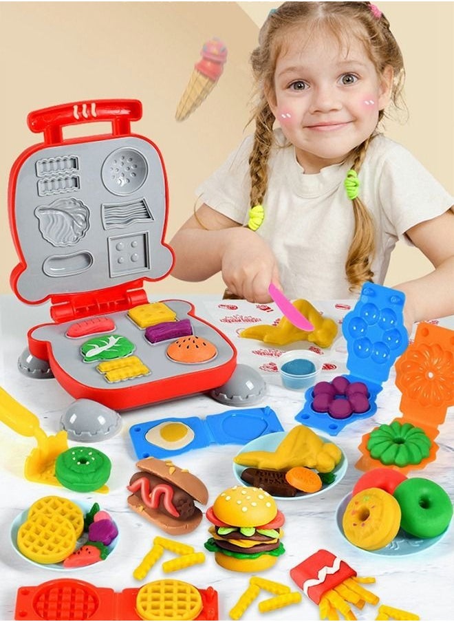 MIXDE - 40-Piece Pretend Cooking Clay Toy Diy Hamburger Toy Set - Image 1