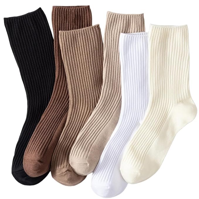 WKLOUYHE 3 Pairs Fall Socks Cotton Long Crew Socks Cute Aesthetic Cute Slouch Socks For Men & Women_Free Size(Multicolor) - Image 3