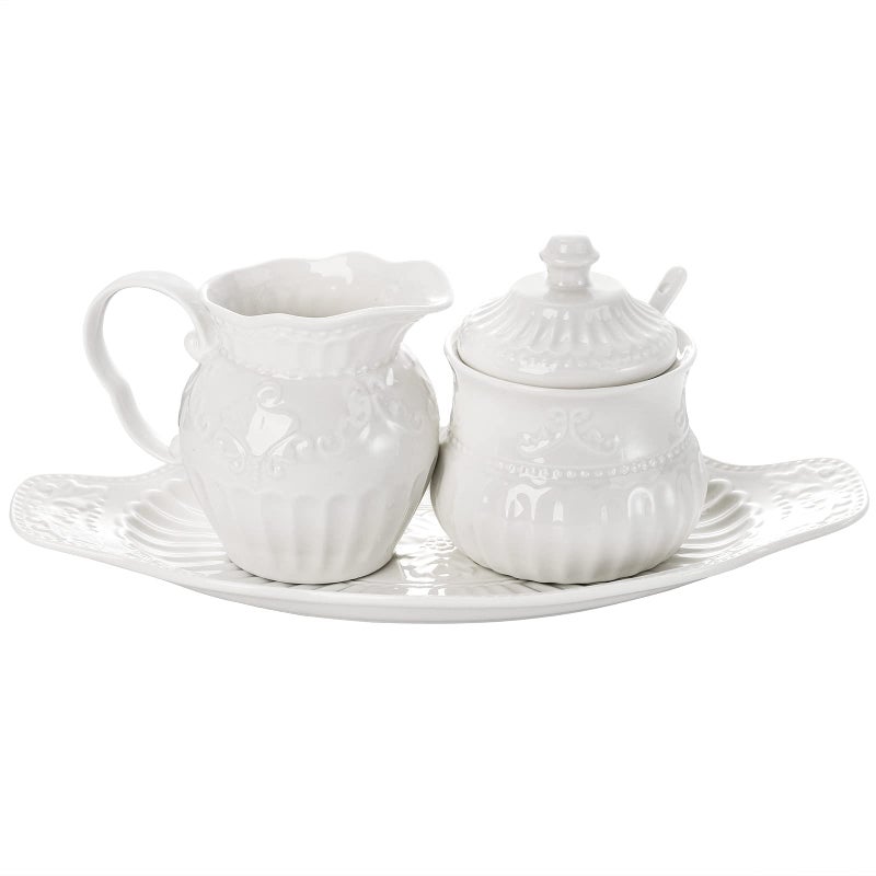 TOPZEA TOPZEA Set of 3 Porcelain Creamer and Sugar Bowl Set Ceramic Vintage Cream Pitcher and Sugar Jar Set with Spoon  Lid Coffee Serving Set for Tea Party Coffee Bar Accessories 