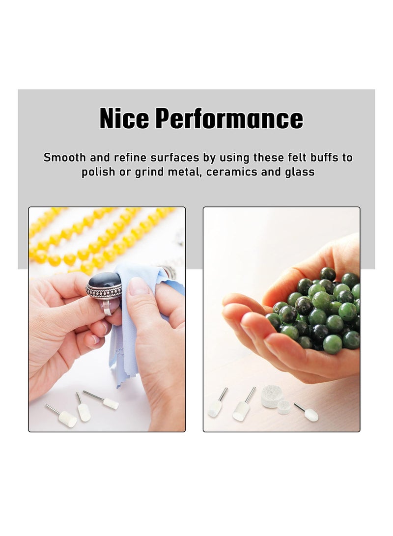 SYOSI 100 Pieces Wool Felt Polishing Buffing Wheel, Mounted Mandrel Grinding Bits Point Mandrel Polishing Kit Tool Accessories for Jewelry Rotary Tool Attachment - Image 3