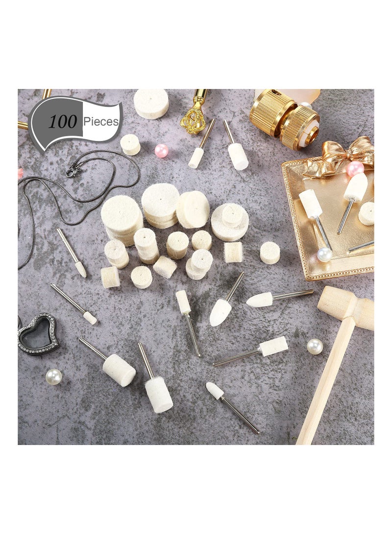 SYOSI 100 Pieces Wool Felt Polishing Buffing Wheel, Mounted Mandrel Grinding Bits Point Mandrel Polishing Kit Tool Accessories for Jewelry Rotary Tool Attachment - Image 5