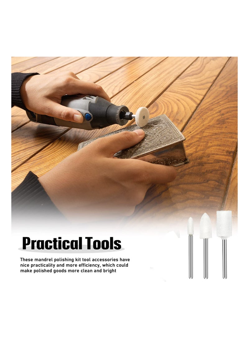 SYOSI 100 Pieces Wool Felt Polishing Buffing Wheel, Mounted Mandrel Grinding Bits Point Mandrel Polishing Kit Tool Accessories for Jewelry Rotary Tool Attachment - Image 2