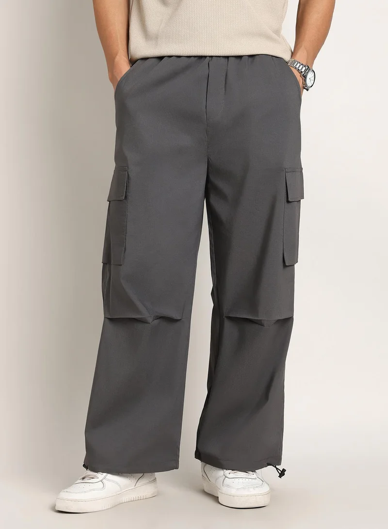 كامبوس سوترا بنطلون رجالي رمادي فضفاض بقصة باراشوت