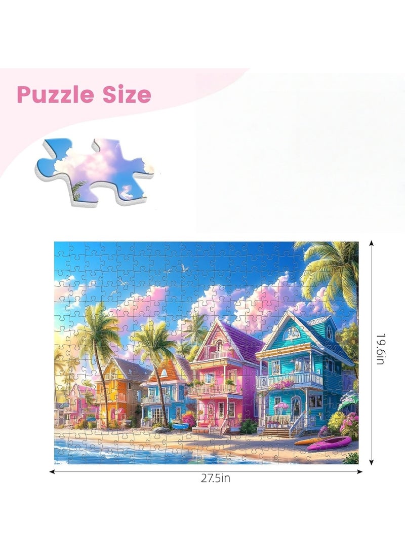 Colorful House Puzzle - 1000-piece oil painting style puzzle, suitable for adults, children, and the elderly, perfect birthday gift and home decoration! - Image 4