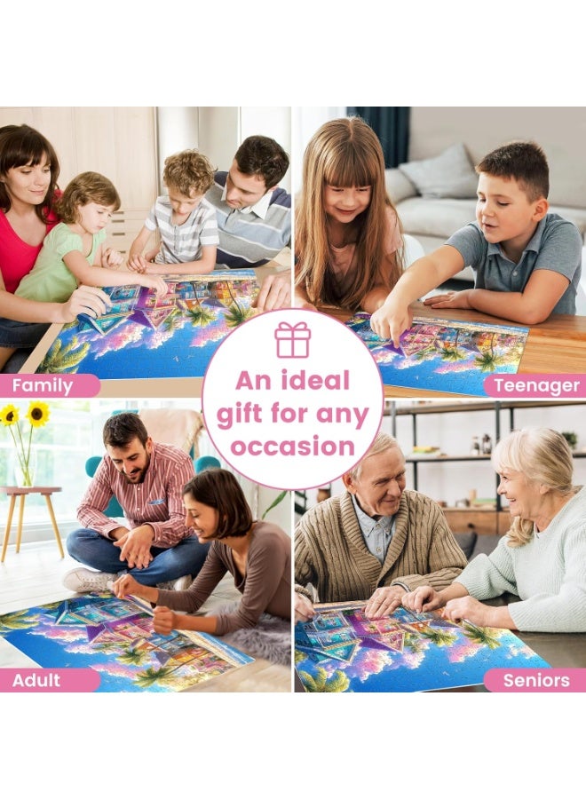 Colorful House Puzzle - 1000-piece oil painting style puzzle, suitable for adults, children, and the elderly, perfect birthday gift and home decoration! - Image 3