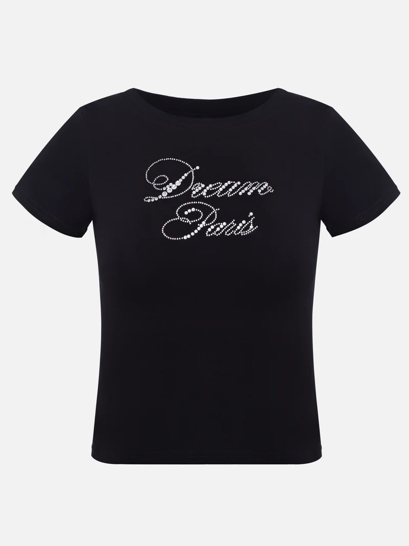 Lichi Fitted T-shirt with rhinestone lettering