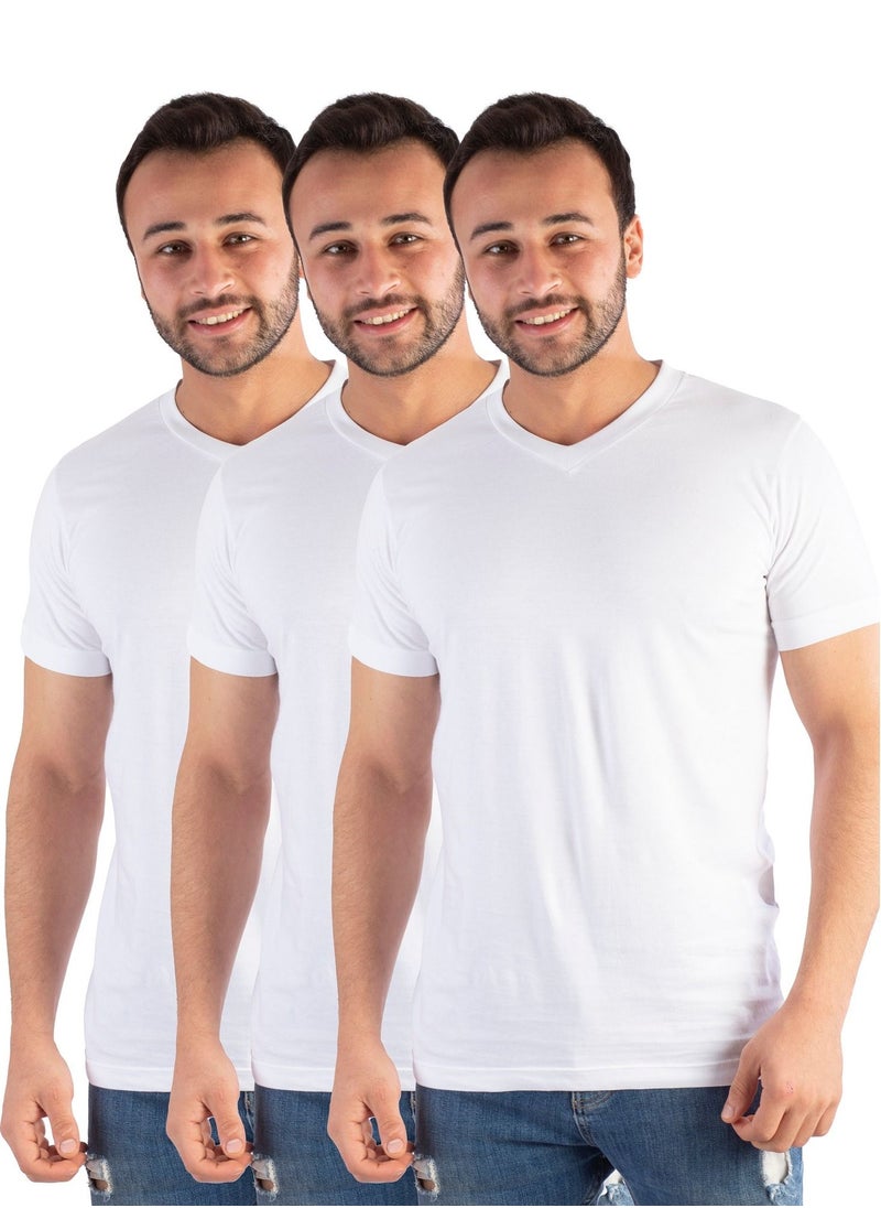 Jet - 3 Pieces Jet Men Undershirt V Neck and Half Sleeve - White - Image 1