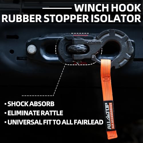 ALL-TOP Synthetic Winch Rope w/Hook & Isolator, 1/2in x 92ft, 31500Lbs UHMWPE Cable Replace Kit, Forged Hook & Rubber Stopper & Safety Pull Strap - Image 2