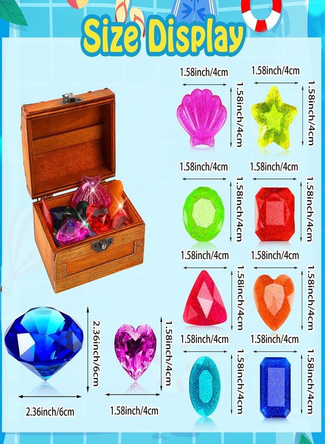 MARFOREVER 16 Pcs Pool Toys Diving Gems, 2 Extra Big 60 MM Pool Gems Colorful Large Diamond Pirate Treasure Chest Gemstones Swimming Throw Toys for Kids Boy Girl Summer Underwater Training Gift Games - Image 5