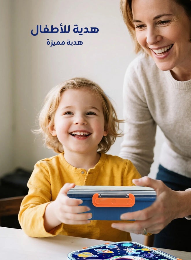 أوميني علبة غداء بطابع رائد فضاء للأطفال المستكشفين، تحتوي على 3 أقسام مانعة للتسرب وخالية من BPA وآمنة للمايكروويف - Image 5
