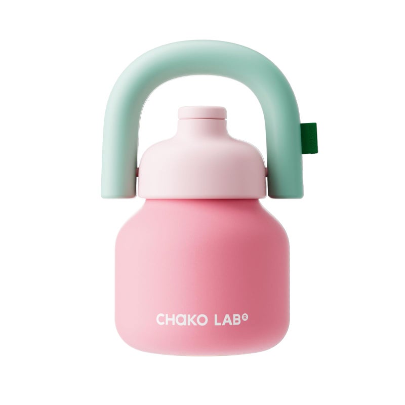 CHAKO LAB Water Bottle with Straw and Carry Handle Wide Mouth vacuum insulated stainless steel Bottles Reusable leakproof and BPAfree 33ozPinkRed - Image 2