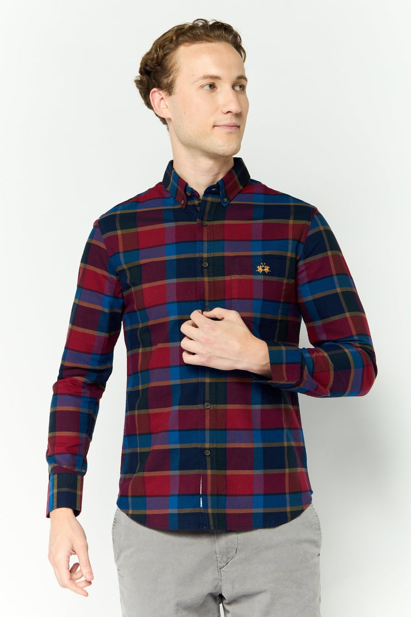 La Martina Men Tailored Fit Checkered Long Sleeves Casual Shirt, Multicolor  - Image 1
