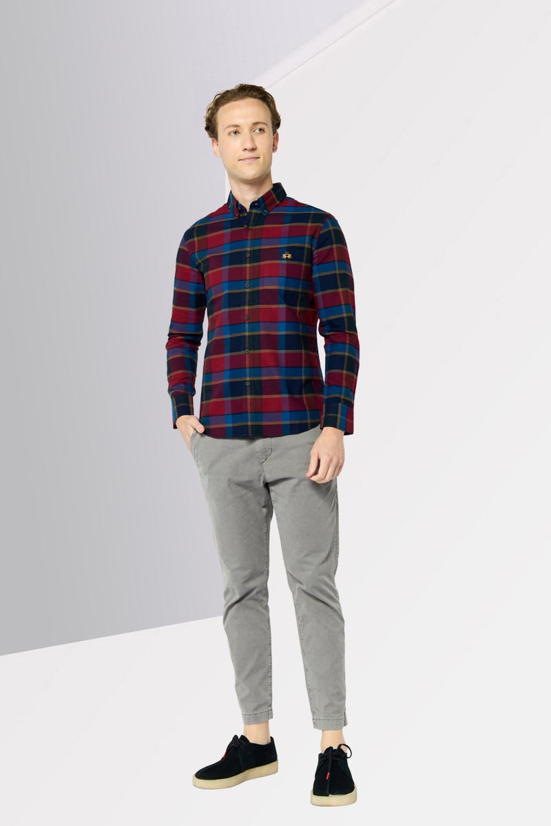 La Martina Men Tailored Fit Checkered Long Sleeves Casual Shirt, Multicolor  - Image 2